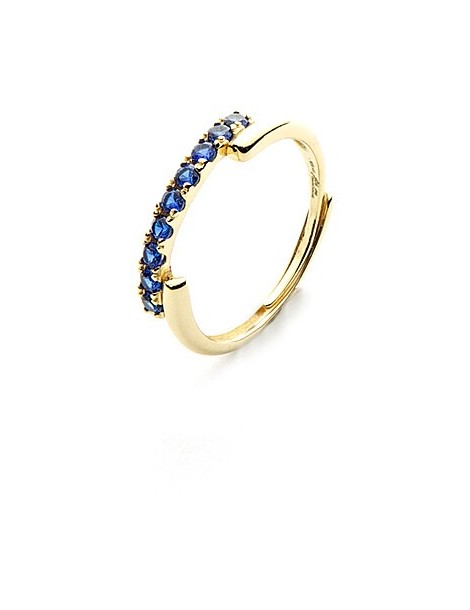 4US Paciotti | Anello in argento 925‰ dorato con zirconi blu | 4UAN5808W