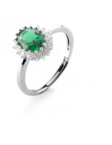 4US Paciotti | Anello in argento 925‰ con zirconi bianchi e zircone verde | 4UAN6059W