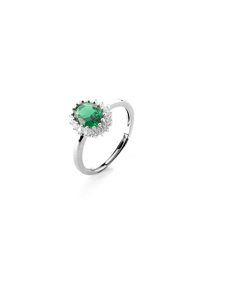 4US Paciotti | Anello in argento 925‰ con zirconi bianchi e zircone verde | 4UAN6059W