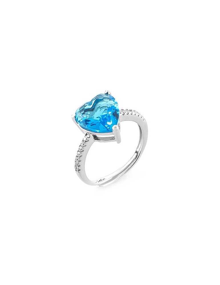 4US Paciotti | Anello in argento 925‰ con zirconi bianchi e zircone azzurro | 4UAN6073W