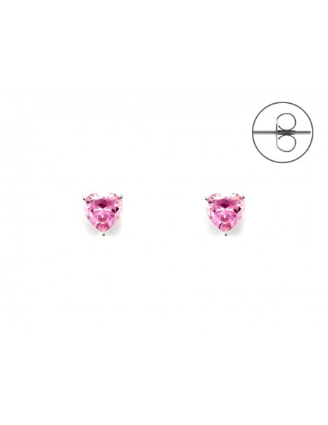 4US Paciotti | Orecchini in argento 925‰ con cuore in zircone rosa | 4UOR6075W