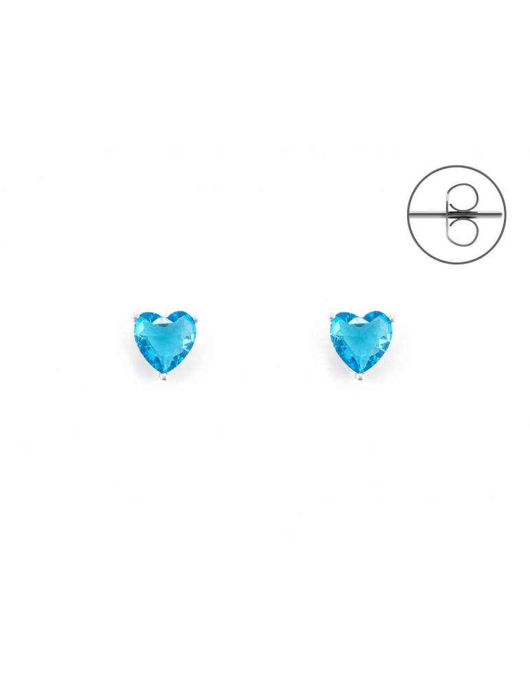 4US Paciotti | Orecchini in argento 925‰ con cuore in zircone azzurro | 4UOR6072W