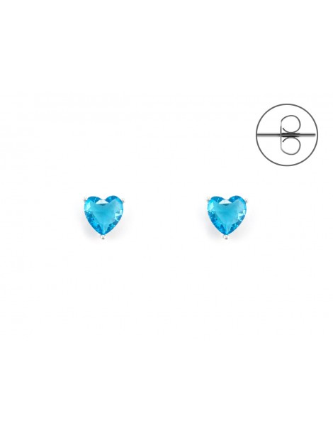 4US Paciotti | Orecchini in argento 925‰ con cuore in zircone azzurro | 4UOR6072W