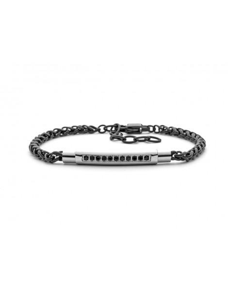 4US Paciotti | Bracciale in acciaio PVD nero e zirconi neri | 4UBR5612