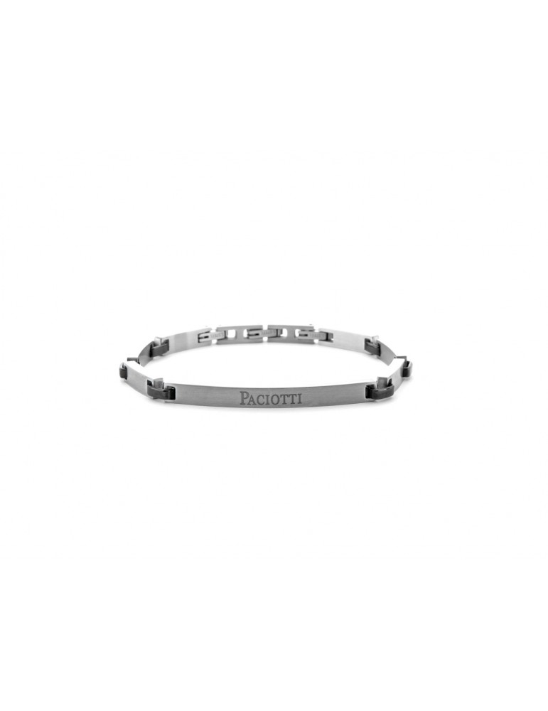 4US Paciotti | Bracciale in acciaio PVD nero e targhetta | 4UBR6178