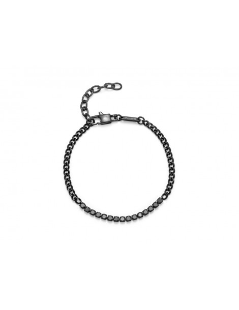 4US Paciotti | Bracciale in acciaio PVD nero e zirconi neri | 4UBR5602