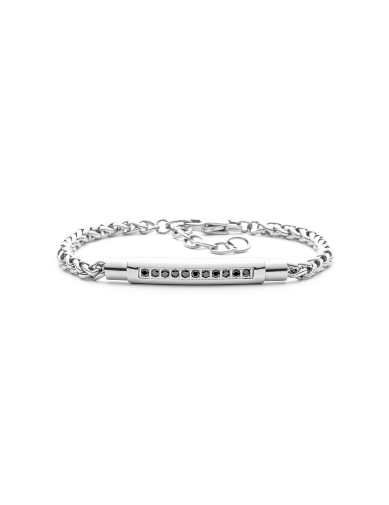 4US Paciotti | Bracciale in acciaio con zirconi neri | 4UBR5608