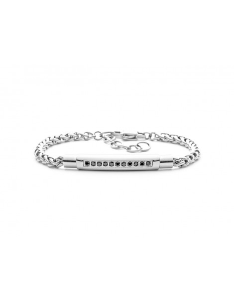 4US Paciotti | Bracciale in acciaio con zirconi neri | 4UBR5608