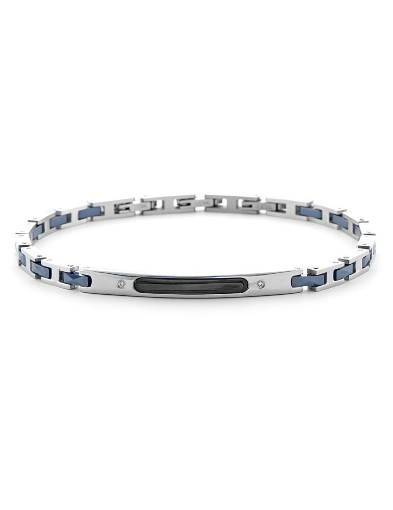 4US Paciotti | Bracciale in acciaio con ceramica blu | 4UBR6166