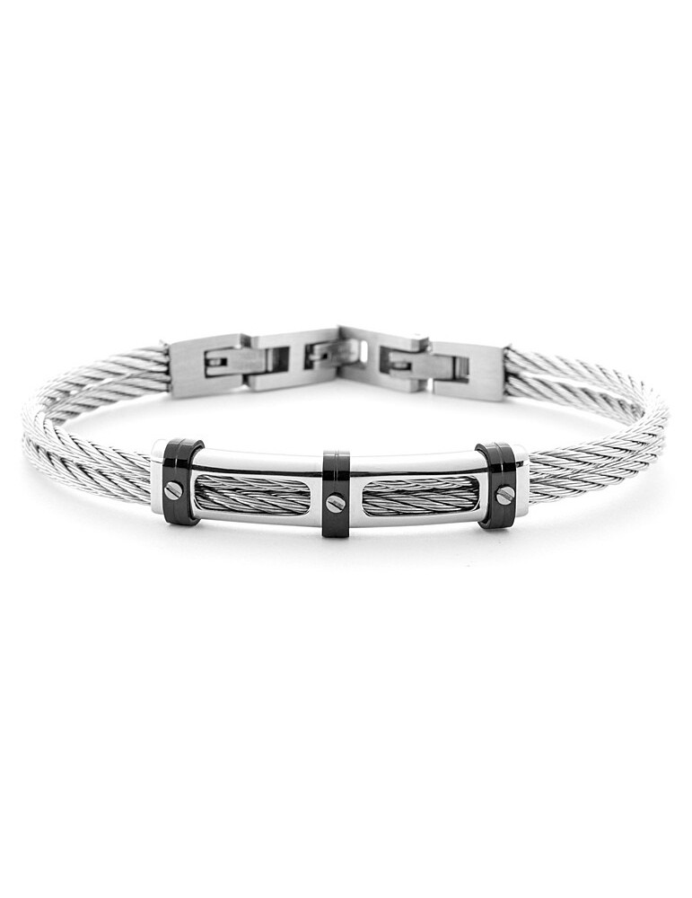 4US Paciotti | Bracciale Semirigido in acciaio PVD nero | 4UBR6199