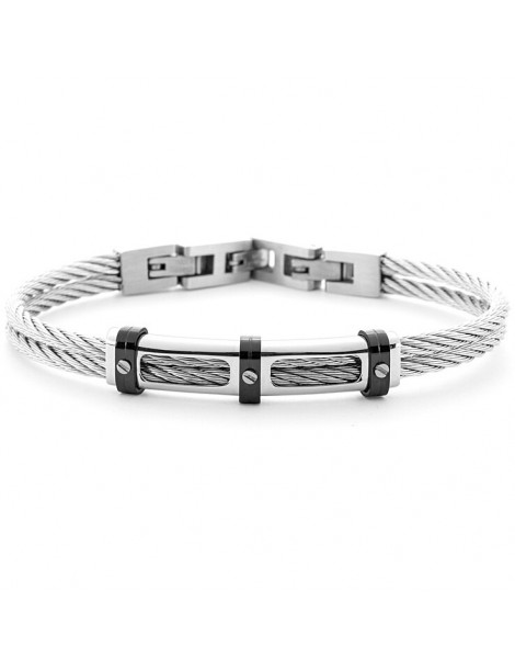 4US Paciotti | Bracciale Semirigido in acciaio PVD nero | 4UBR6199