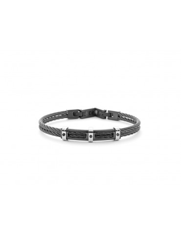 4US Paciotti | Bracciale Semirigido in acciaio PVD nero | 4UBR6200