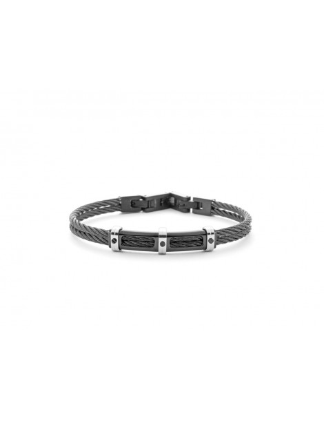 4US Paciotti | Bracciale Semirigido in acciaio PVD nero | 4UBR6200