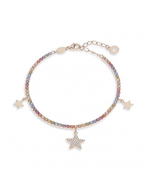 Comete gioielli | Talismano | Bracciale tennis In Argento 925% rosato con stelle e zirconi multicolor | BRA 253