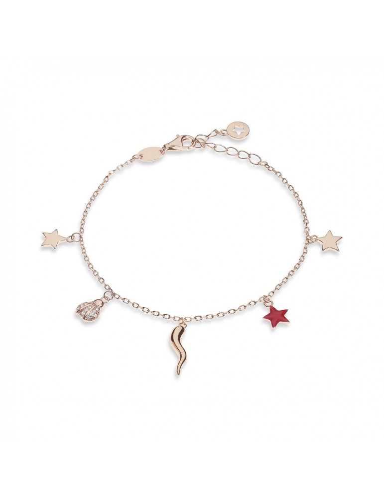 Comete gioielli | Talismano | Bracciale in Argento 925% rosato con ciondoli | BRA 244