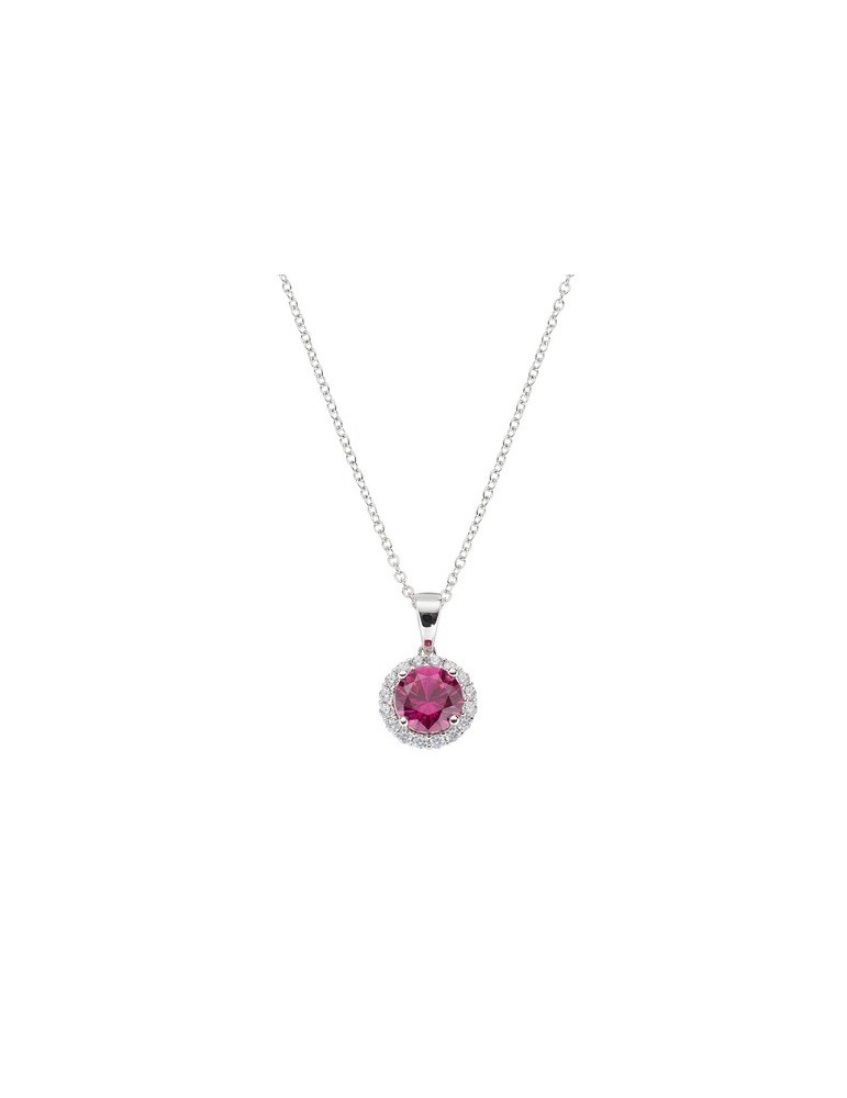 Amen | Diamond | Collana in argento 925‰ con zircone rosso e zirconi bianchi | CLLUBOBBRZ