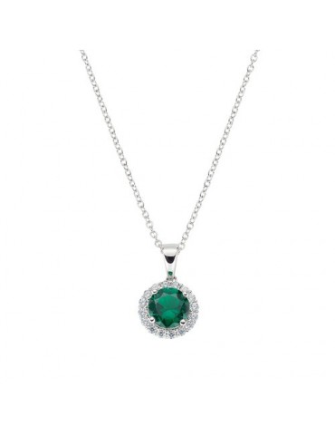 Amen | Diamond | Collana in argento 925‰ con zircone verde e zirconi bianchi | CLLUBOBBVZ