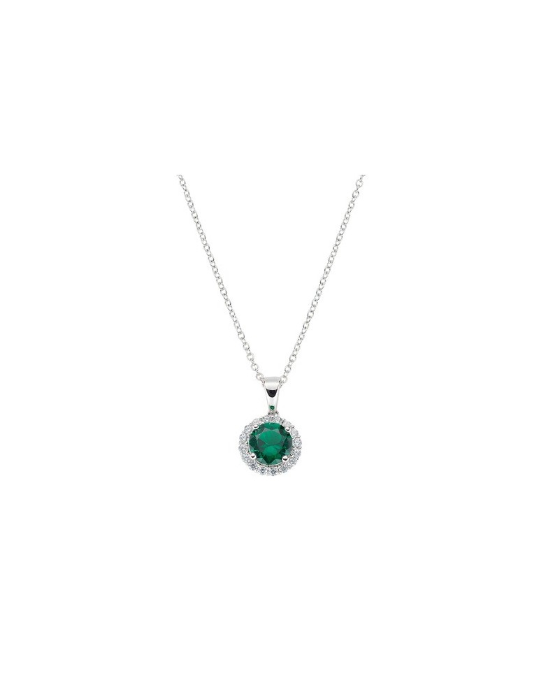 Amen | Diamond | Collana in argento 925‰ con zircone verde e zirconi bianchi | CLLUBOBBVZ