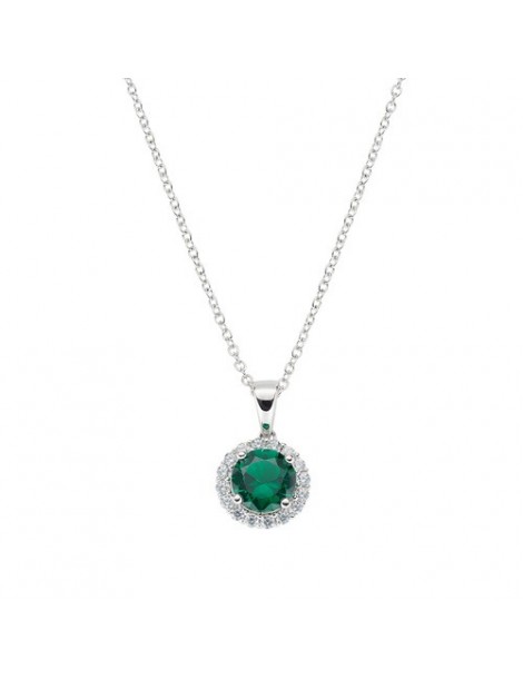 Amen | Diamond | Collana in argento 925‰ con zircone verde e zirconi bianchi | CLLUBOBBVZ