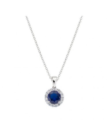 Amen | Diamond | Collana in argento 925‰ con zircone blu e zirconi bianchi | CLLUBOBBBLZ