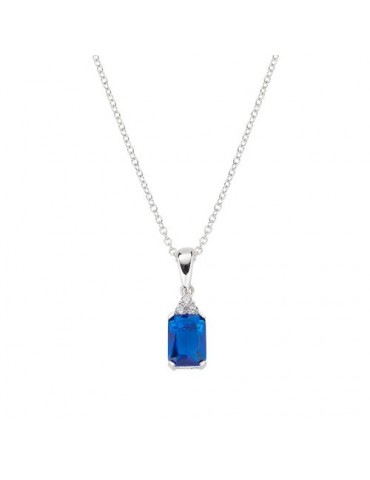 Amen | Princess | Collana in argento 925‰ con zircone blu e zirconi bianchi | CLBABBBLZ