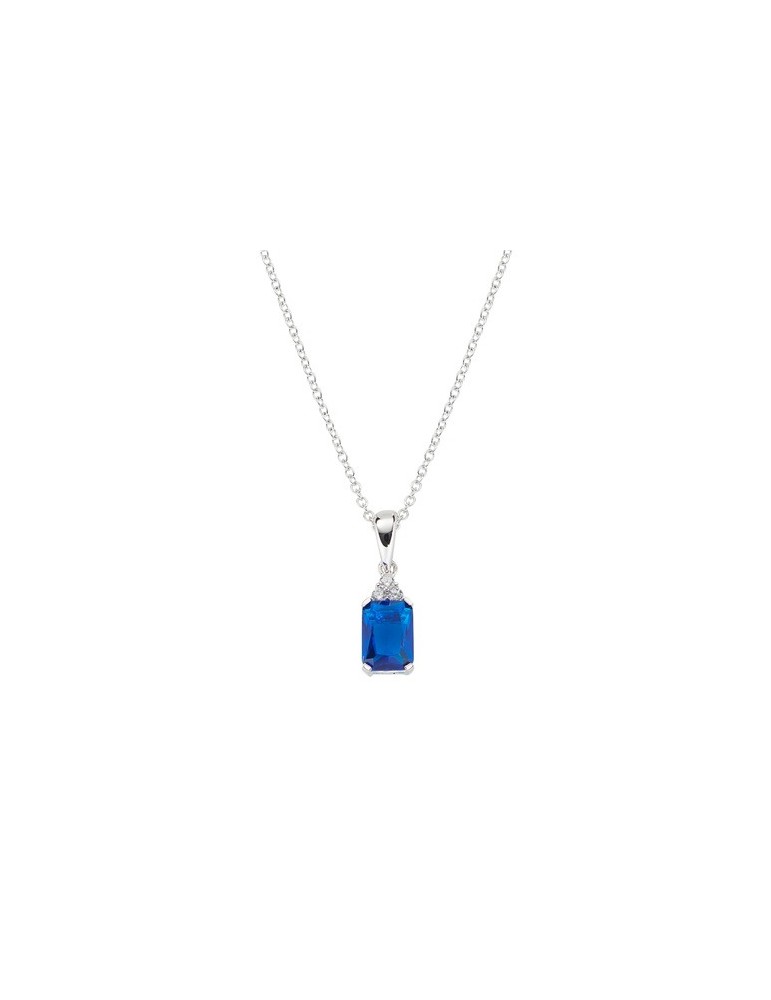 Amen | Princess | Collana in argento 925‰ con zircone blu e zirconi bianchi | CLBABBBLZ