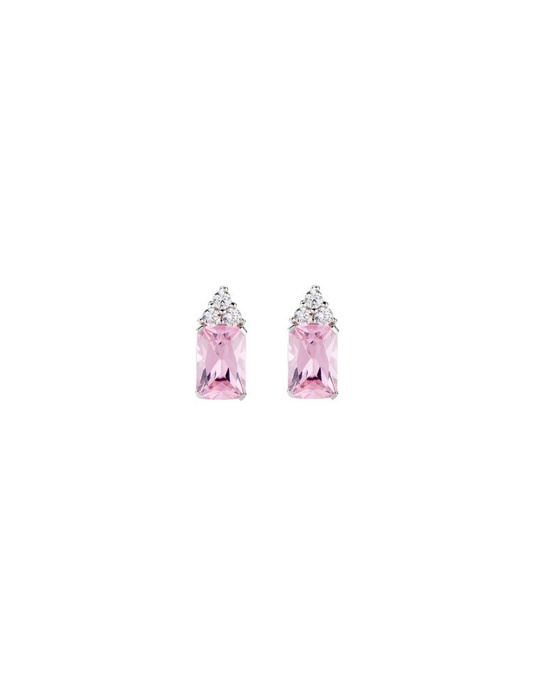 Amen | Princess | Orecchini in argento 925‰ con zircone rosa e zirconi bianchi | EBABBROZ