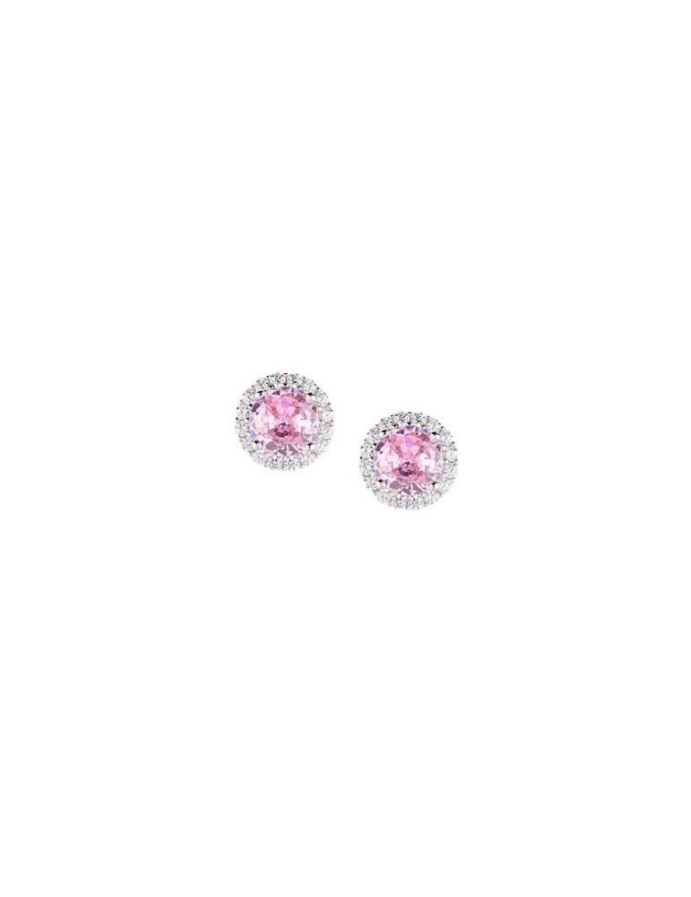 Amen | Diamond | Orecchini in argento 925‰ con zircone rosa e zirconi bianchi | ELUBOBBROZ