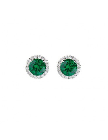 Amen | Diamond | Orecchini in argento 925‰ con zircone verde e zirconi bianchi | ELUBOBBVZ