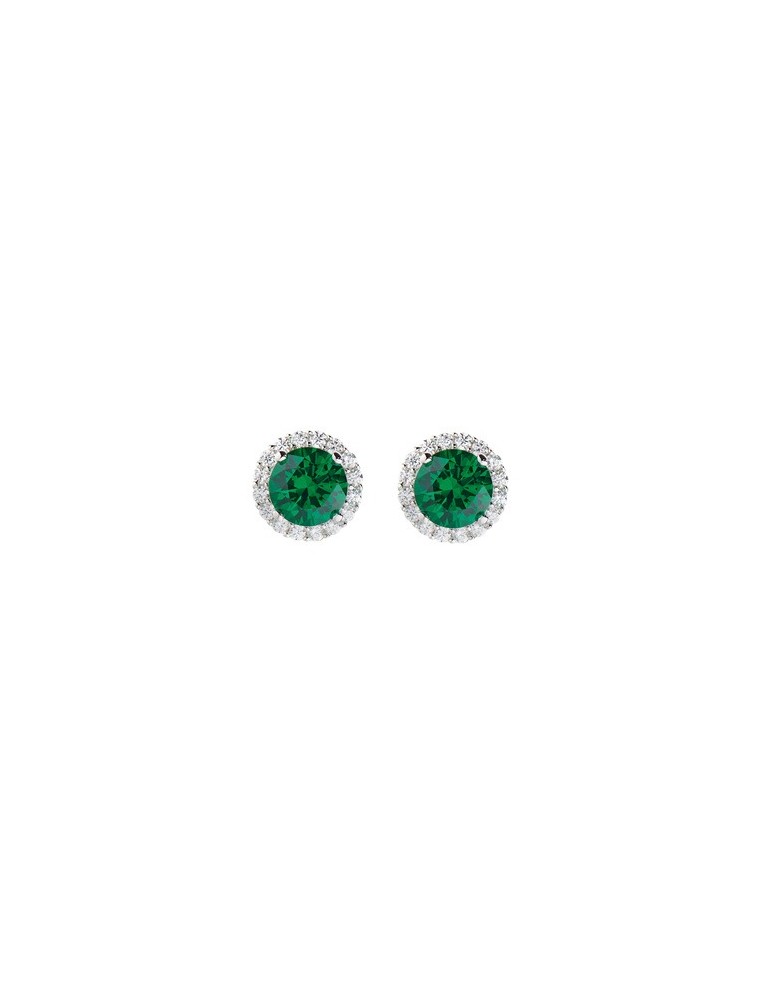 Amen | Diamond | Orecchini in argento 925‰ con zircone verde e zirconi bianchi | ELUBOBBVZ