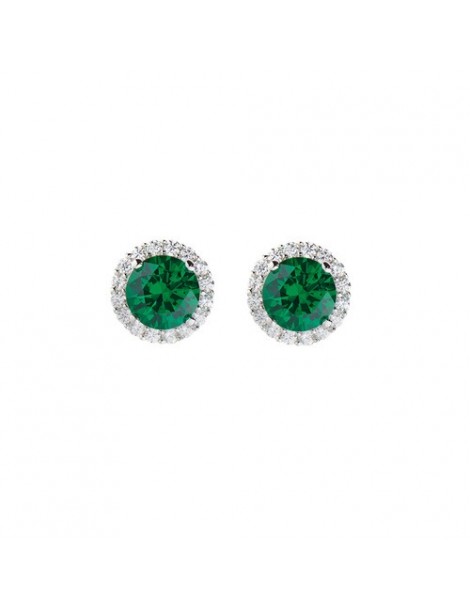 Amen | Diamond | Orecchini in argento 925‰ con zircone verde e zirconi bianchi | ELUBOBBVZ