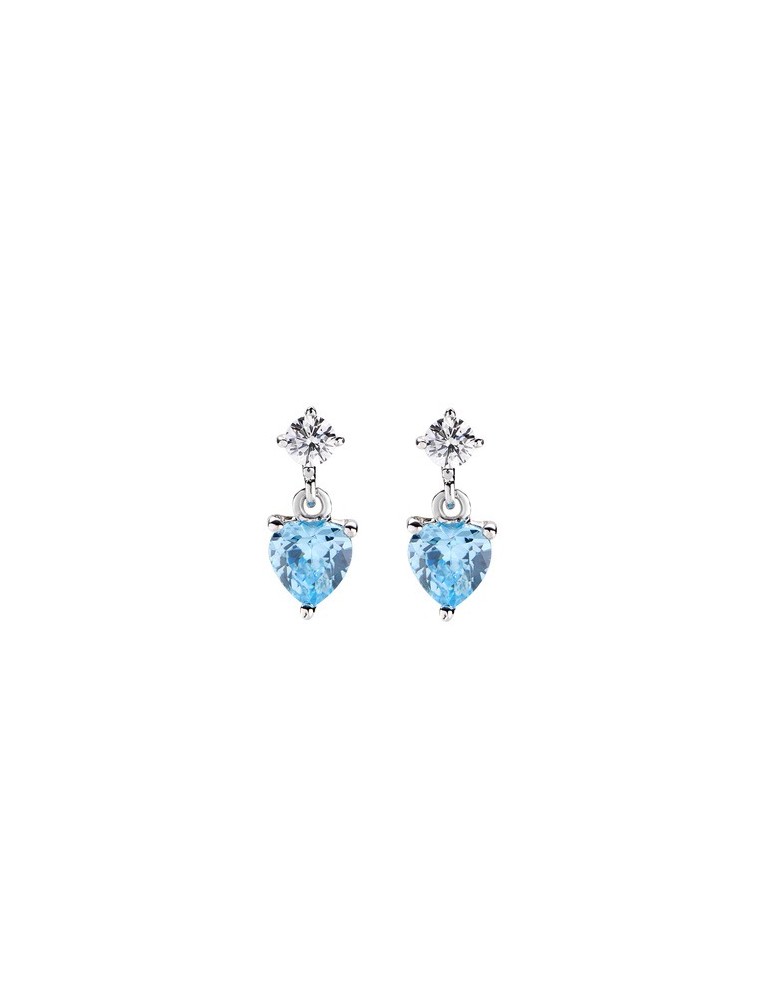 Amen | Princess | Orecchini in argento 925‰ con cuore in zircone azzurro | ECUBAC