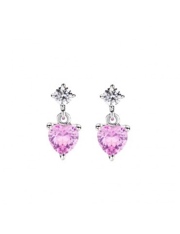 Amen | Princess | Orecchini in argento 925‰ con cuore in zircone rosa | ECUBFU