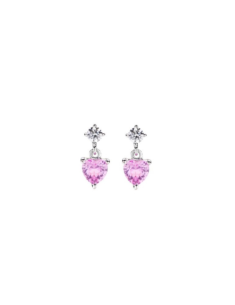 Amen | Princess | Orecchini in argento 925‰ con cuore in zircone rosa | ECUBFU