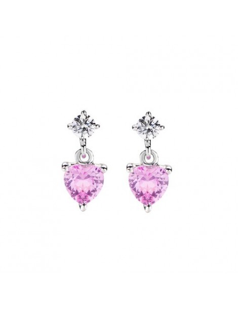 Amen | Princess | Orecchini in argento 925‰ con cuore in zircone rosa | ECUBFU