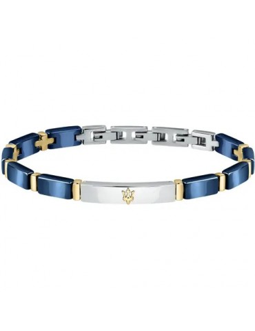 Maserati | Jewels | Bracciale in acciaio PVD dorato con ceramica blu | JM221ATZ02