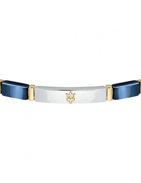 Maserati | Jewels | Bracciale in acciaio PVD dorato con ceramica blu | JM221ATZ02