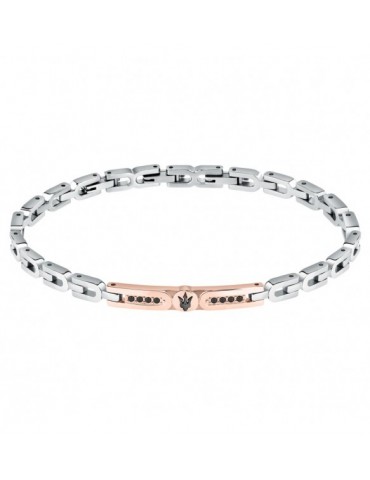 Maserati | Jewels | Bracciale in acciaio PVD rosa con cristalli neri | JM423AVD26