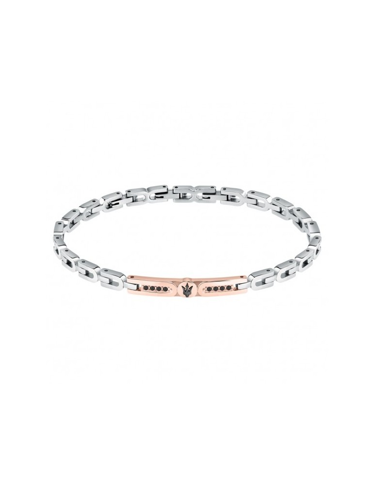 Maserati | Jewels | Bracciale in acciaio PVD rosa con cristalli neri | JM423AVD26