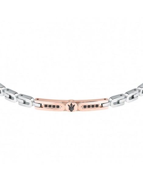 Maserati | Jewels | Bracciale in acciaio PVD rosa con cristalli neri | JM423AVD26