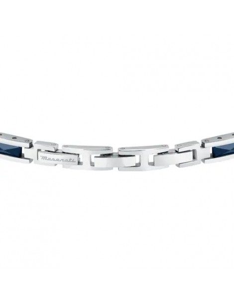 Maserati | Ceramic | Bracciale in acciaio con inserti e ceramica blu | JM423ATZ31