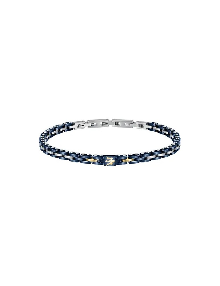 Maserati | Jewels | Bracciale in acciaio PVD dorato con ceramica blu | JM420ATI01