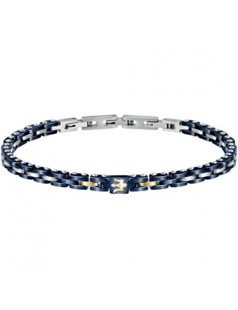 Maserati | Jewels | Bracciale in acciaio PVD dorato con ceramica blu | JM420ATI01