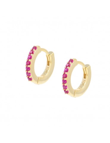 Amen | Tennis Mania | Orecchini in argento 925‰ dorato con zirconi fucsia | ET1GR