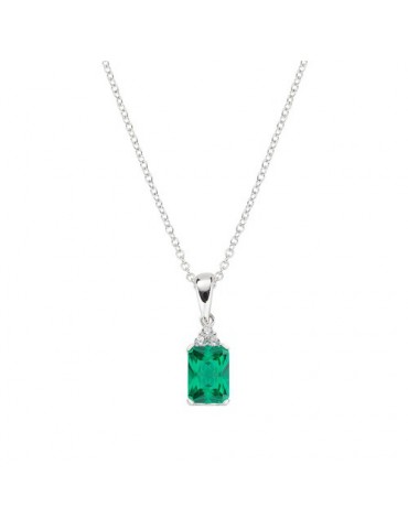 Amen | Princess | Collana in argento 925‰ con zircone verde e zirconi bianchi | CLBABBVZ