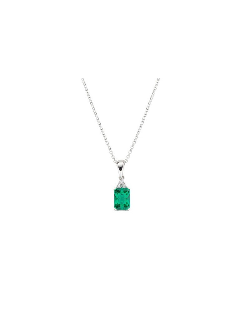 Amen | Princess | Collana in argento 925‰ con zircone verde e zirconi bianchi | CLBABBVZ