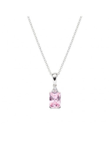 Amen | Princess | Collana in argento 925‰ con zircone rosa e zirconi bianchi | CLBABBROZ