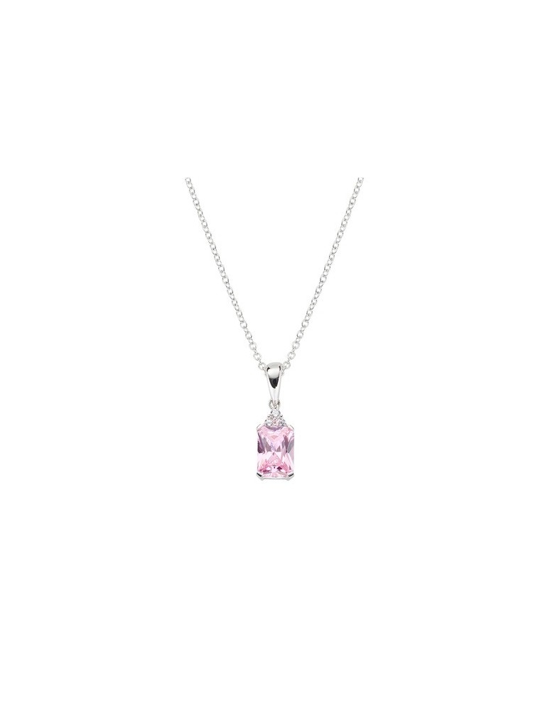 Amen | Princess | Collana in argento 925‰ con zircone rosa e zirconi bianchi | CLBABBROZ