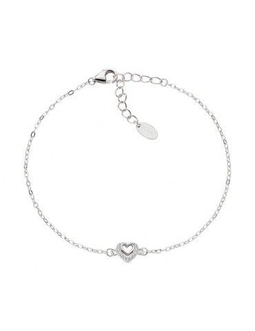 Amen | Diamond | Bracciale tennis in argento 925‰ con due cuori e zirconi bianchi | BRCBBZ3