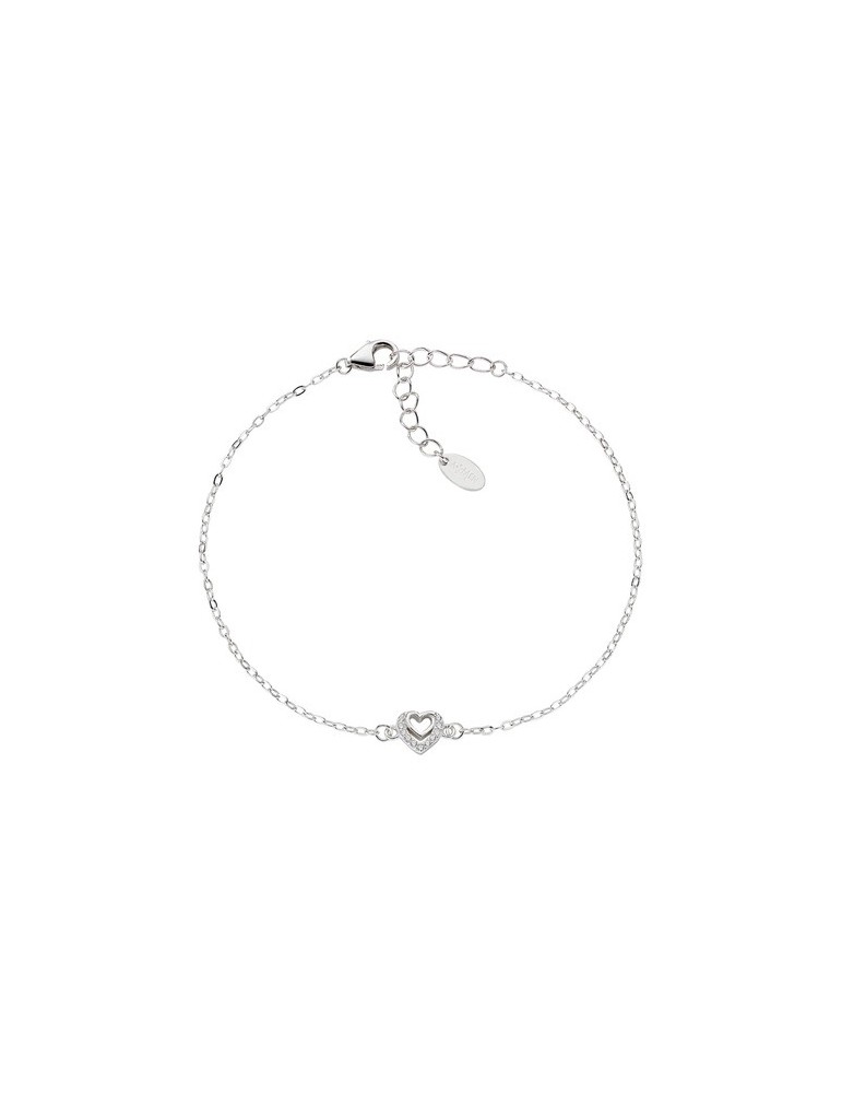 Amen | Diamond | Bracciale tennis in argento 925‰ con due cuori e zirconi bianchi | BRCBBZ3